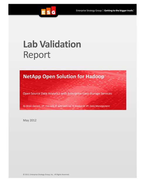 ESG: NetApp Open Solution for Hadoop
