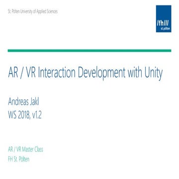 AR / VR Interaction Development with Unity | PDF