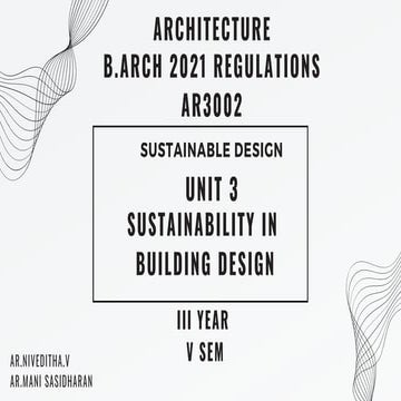 SUSTAINABILITY IN BUILDING DESIGN 