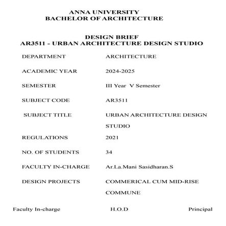 AR3511 DESIGN BRIEF URBAN ARCHITECTURE DESIGN STUDIO COMMERCIAL CUM MID RISE COMMUNE BARCH ANNA UNIVERSITY.pdf