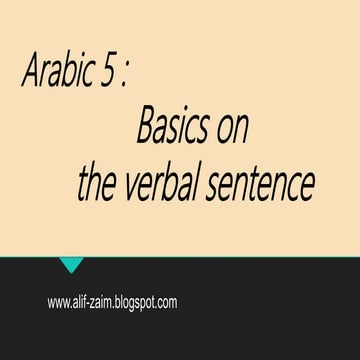 Arabic 5: basics on the verbal sentence 