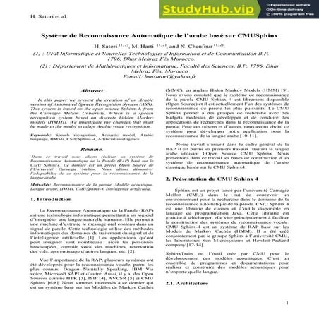 Arabic Speech Recognition System Using Cmu-Sphinx4 – RQWYPU