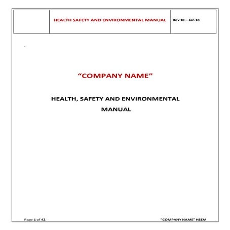 HEALTH, SAFETY AND ENVIRONMENTAL  MANUAL