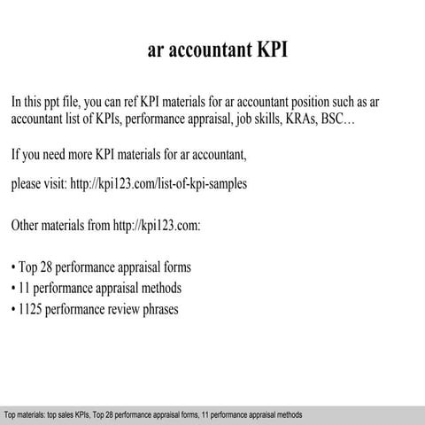 Ar accountant kpi