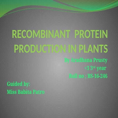 Recombinant protein production in plants | PPTX