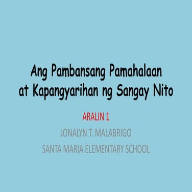 Aralin 1 Ang Pambansang Pamahalaanat Kapangyarihan ng Sangay Nito