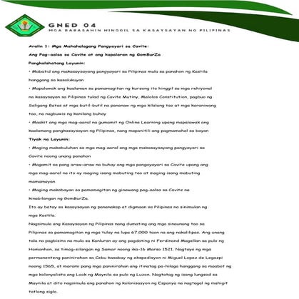 ARALIN 1. Babasahin Hingil sa Kasaysayan ng Pilipinas:Pag- aalsa sa  Cavite