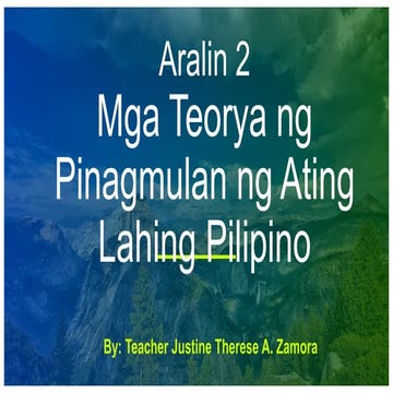 Aralin 2 mga teorya sa pinagmulan ng tao sa pilipinas