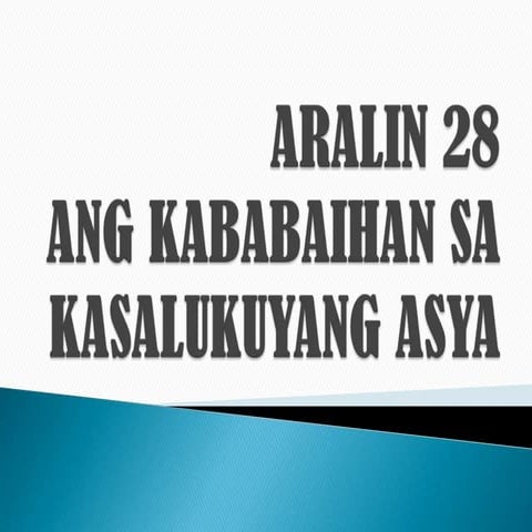Aralin 28 Ang Kababaihan sa Kasalukuyang Asya