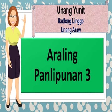 Araling Panlipunan 3 Yunit I Aralin 3 Populasyon ng Aing Pamayanan