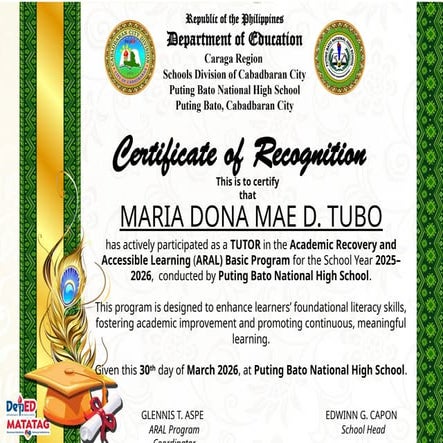 Certificates for Academic Recovery and Accessible Learning (ARAL ...