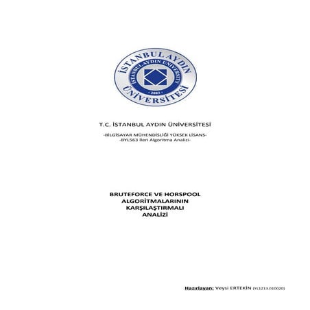 BruteForce ve Horspool Algoritmalarının Karşılaştırılmalı Analizi | PDF