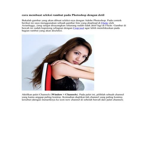 Ara membuat seleksi rambut pada photoshop dengan detil
