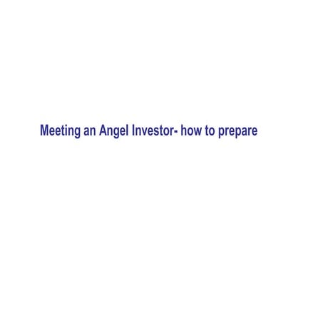 Meeting an Angel Investor- how to prepare  Ran Perlman