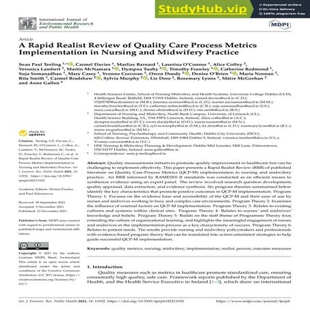 A Rapid Realist Review Of Quality Care Process Metrics Implementation In Nursing And Midwifery Practice