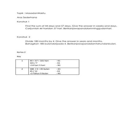Aras sederhana masa dan waktu tahun 4 k2