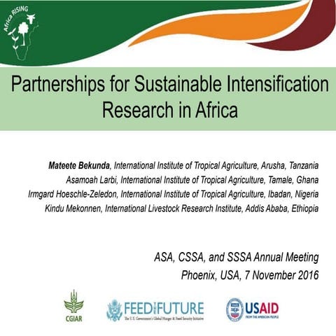 Partnerships for sustainable intensification research in Africa