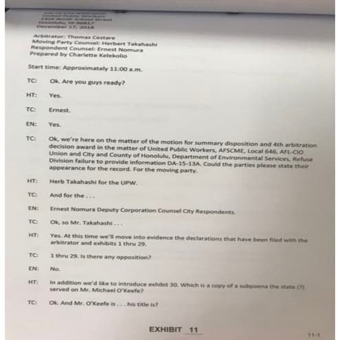 Arbitration Hearing Transcript December 2018