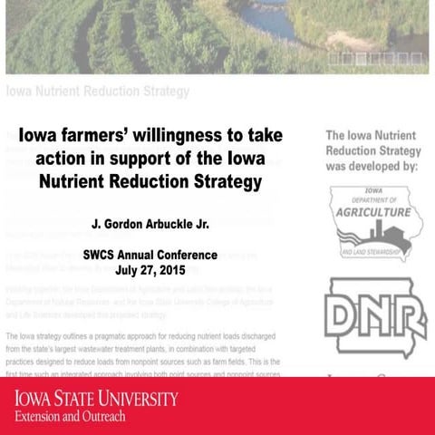 Iowa Farmers’ Willingness to Take  Action in Support of Nutrient Reduction  -...