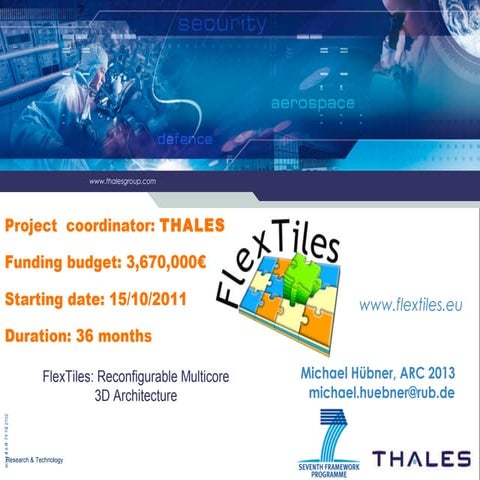 Reconfigurable 3D MultiCore Concept by Prof. Michael Hübner @ ARC 2013