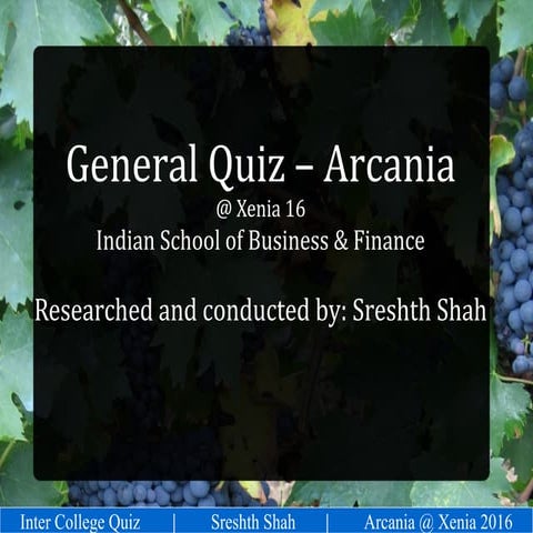 College General Quiz @ Arcania ISBF