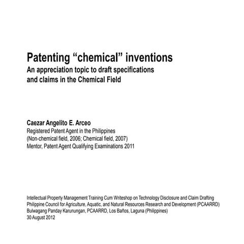 Drafting chemical patent specs and claims