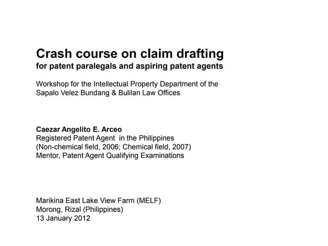 Crash course on claim drafting (with exercises)