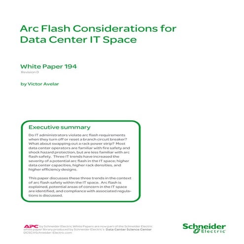 Arc Flash Considerations for Data Center IT Space