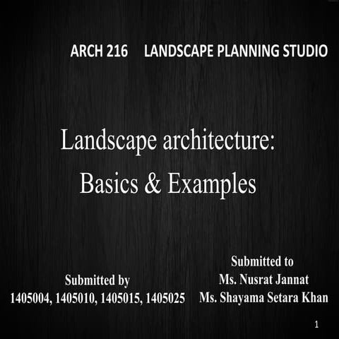 Basics of Landscape Planning & Architecture