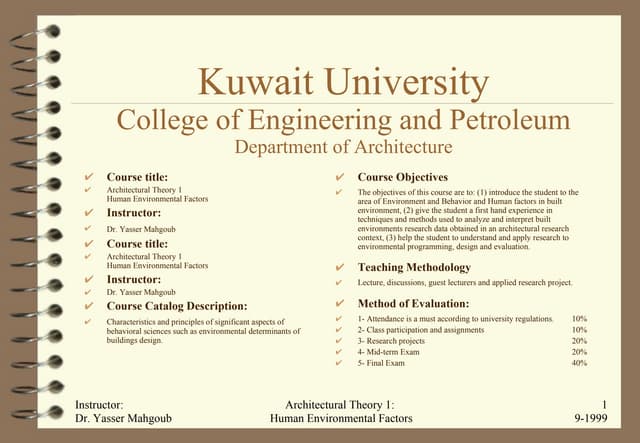 Human Factors in Architecture - Lectures