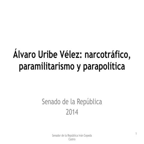 Ponencia del Senador Ivan Cepeda en debate de control político.Sept.2014