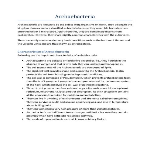 Archaea/ Archaebacteria (Characteristics, types, importance).docx