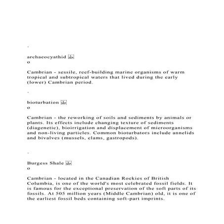 ·archaeocyathid  oCambrian - sessile, reef-buildin.docx