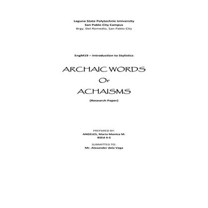 Archaisms | DOCX