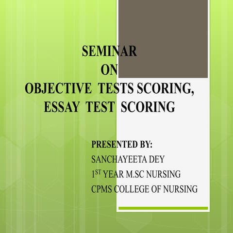 objective test scoring and essay scoring