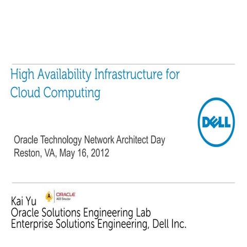High Availability Infrastructure for Cloud Computing
