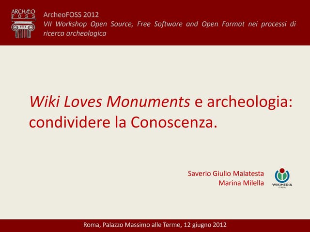 Wiki Loves Monuments e Archeologia: condividere la conoscenza