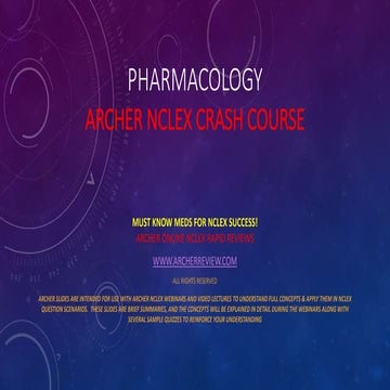 Archer NCLEX Pharmacology crash course - Webinar