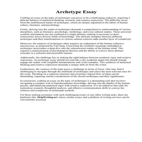 Archetype Essay. Writing Inspiration Prompts, Book Writing Tips, Writing Resources ...