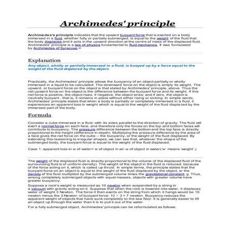Archimedes principle