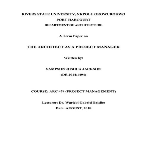 Architect as a project manager