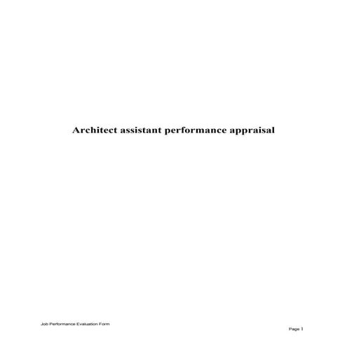 Architect assistant performance appraisal