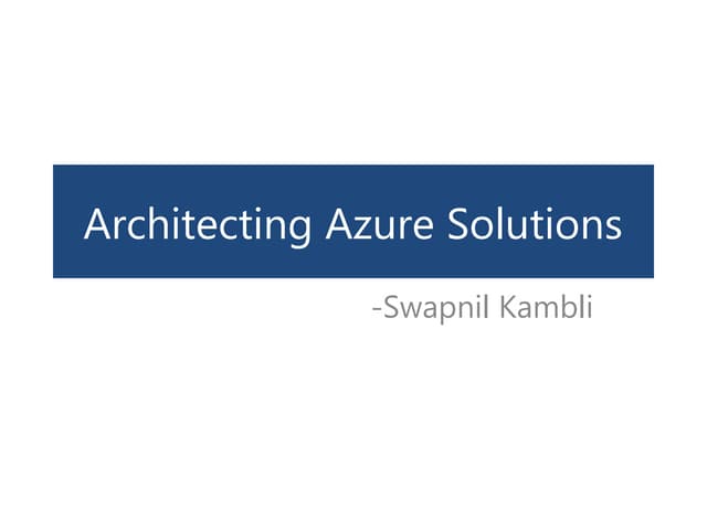 Architecting azure IaaS Solutions
