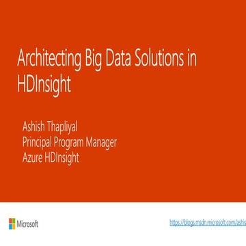 Architecting Big Data Applications with HDInsight