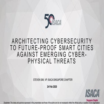 Architecting cybersecurity to future proof smart cities against emerging cybe...