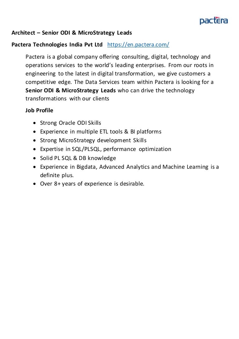 Odi Microstrategy Lead Pactera Parimala Rekha Pactera Com