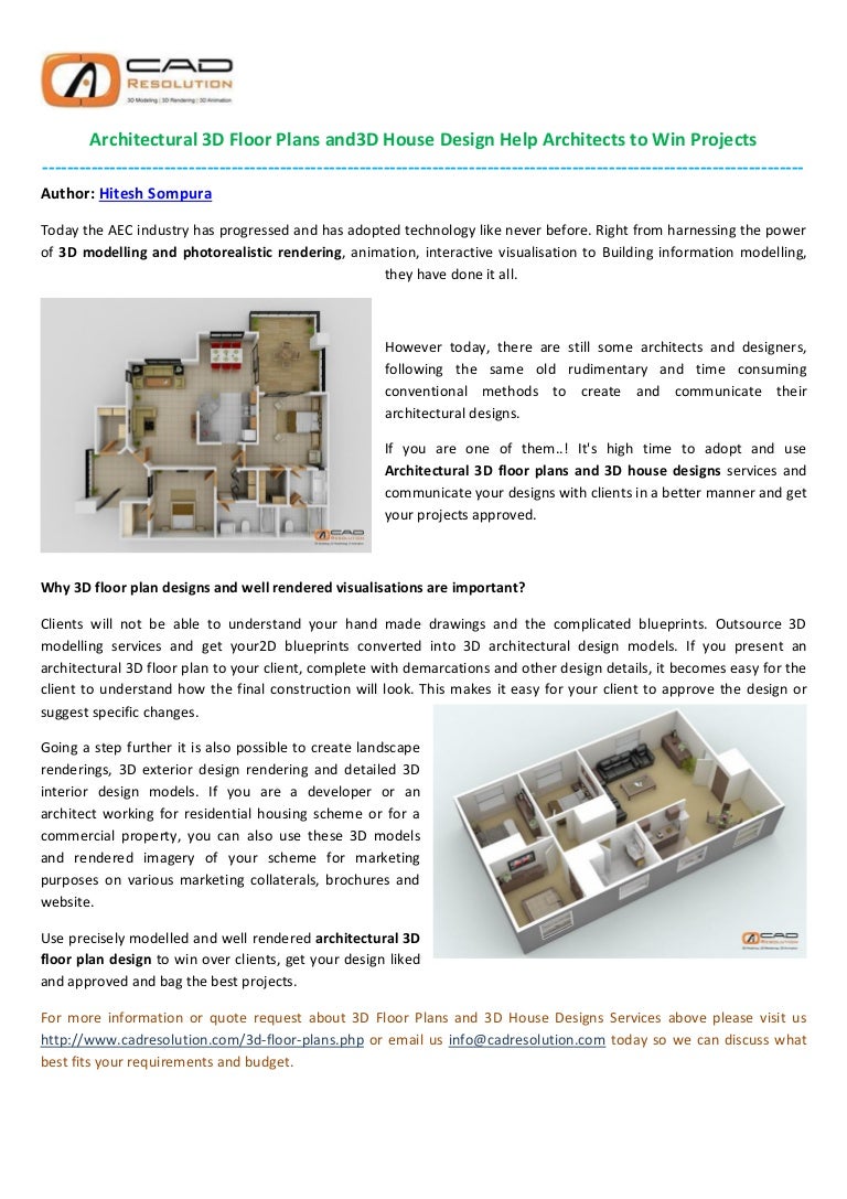 Architectural 3d Floor Plans And 3d House Design Help Architects To W