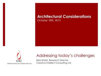 Architectural considerations