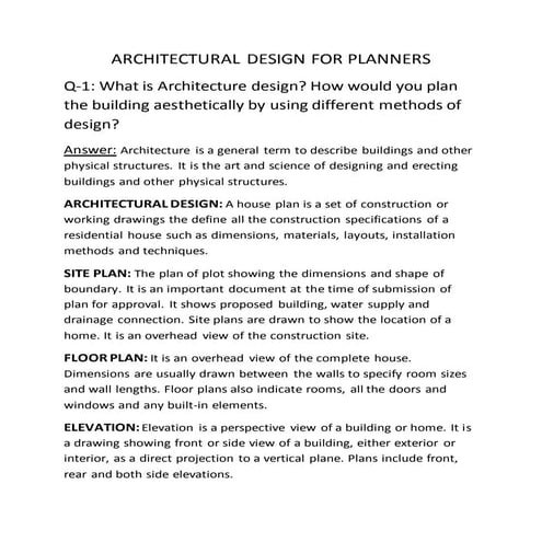 Architectural design for planners