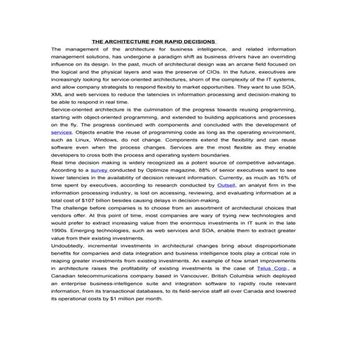 The Architecture for Rapid Decisions